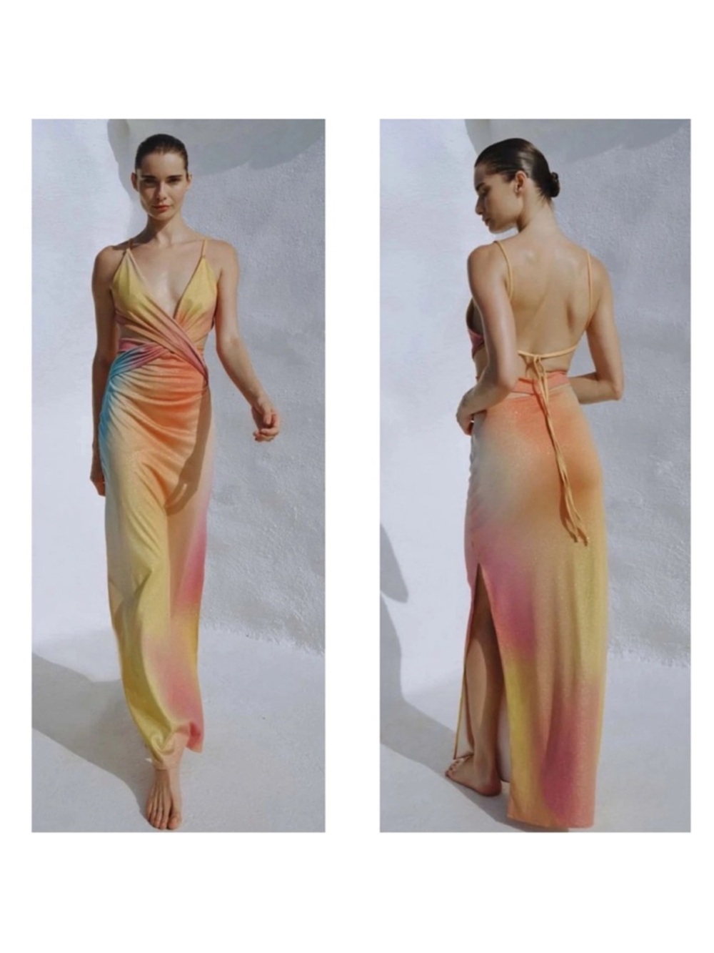 BAOBAB Arlett Cutout Metallic Rainbow Daylight Maxi Dress Size Medium